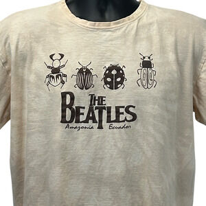 The Beatles Amazonia Ecuador T Shirt Beetles Bugs Tie Dye Beige Tee Mens L Large